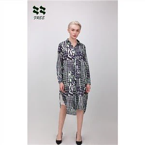 Kvinners klassiske krage Voile kjole skjorte med langermet